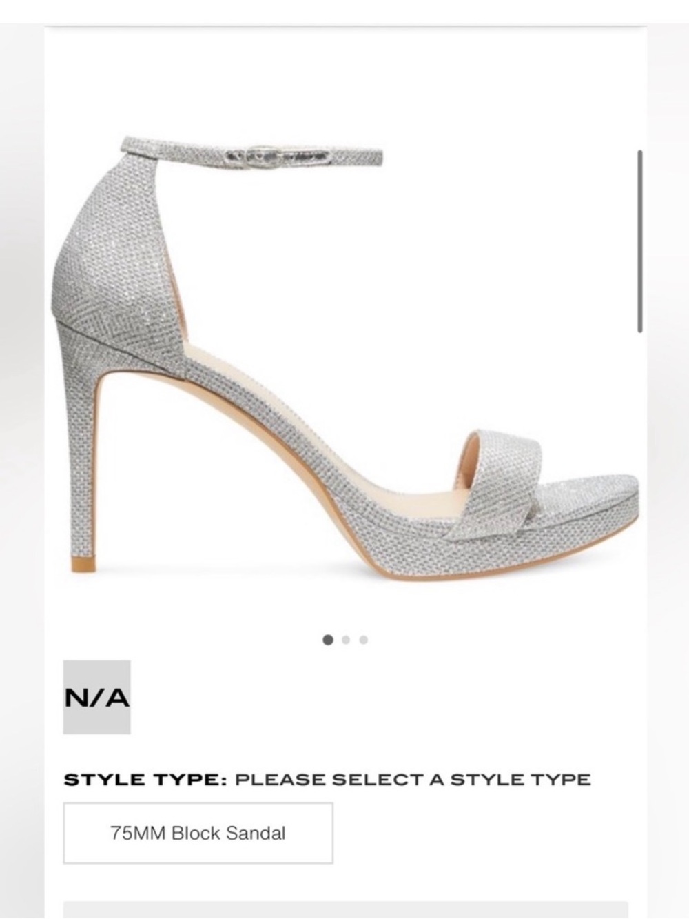 Stuart Weitzman Silver Ankle-Strap Stiletto Sandal